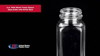 8 oz WM French Square Glass Bottle-43/400 Neck | U.S. Plastic Corporation&reg;