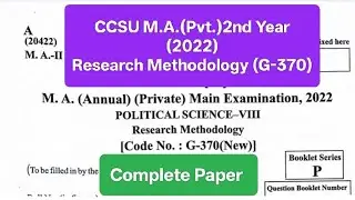 #M.A.2nd #Political Science #private #reserch  methodology #G-370#2022#CCSU