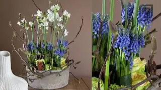 Arranging spring flowers in a natural style