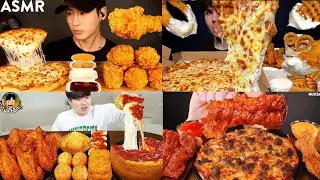 ASMR MUKBANG | KFC CRISPY FRIED CHICKEN & CHEESE PIZZA | ASMR EATING COMPILATION