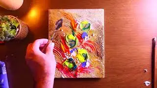Intuitive Flowers Abstract Painting On Brown Background | Acrylics | Lovely Prolific Art