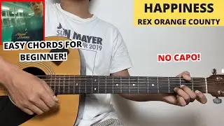 Happiness - Rex Orange County (Guitar Tutorial) Easy Chords For Beginner! No Capo!