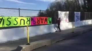 Bannering on interstate bridge