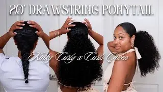 Kinky Curly Drawstring Ponytail | 20'' Curls Queen Drawstring Ponytail Extension Tutorial
