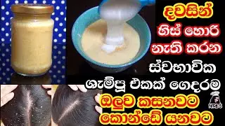 හිස් හොරි දවසින් නැති කරන ස්වාභාවික ශැම්පූ එකක් ගෙදර හදමු | natural anti dandruff shampoo | his hori
