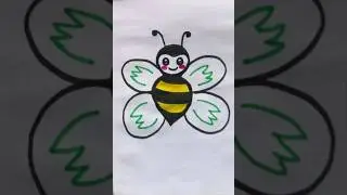 Cute honey bee 🐝 #honeybee #honey #cute #easy #drawing
