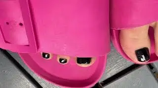 Try-On: Pink Sandals & Fresh Black Toes | Barefoot Summer Steps in 4K