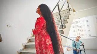Nishu's Long Hair Play New Amazing Hair cut Story || Hair Cut  || Nishu Rapunzel Hair Play Story