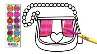 Glitter Heart Handbag coloring and drawing for Kids, Toddlers | Mirza Colors Kids
