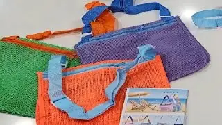 CLAPET Mesh Beach Bag for Kids Sand Toys, 3 Pack 11 8 inch Large Shell Collecting Bag Review