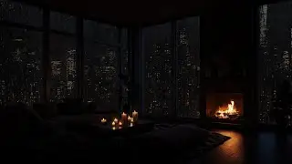🌧️ Rainy City Evening by the Fireplace | The sound of rain helps you reduce stress, focus 🔥