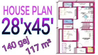 28x45 house plan || 28x45 घर का नक्शा || 2bhk house || 117 m house plan | @Mithilaconstruction01