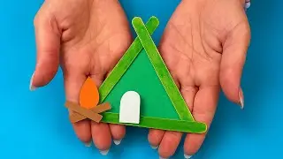 DIY Camping Tent Craft | Easy Paper & Popsicle Stick Craft for Kids #diy #craft #craftyfun #kids
