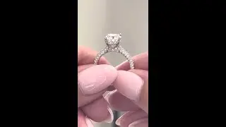 18k White Gold Round Diamond Engagement Ring in a Pav&eacute; Setting
