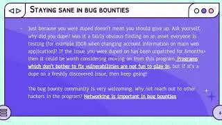 Staying sane in bug bounties