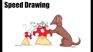 Best Friends Mushroom Tea Party Speed Drawing
