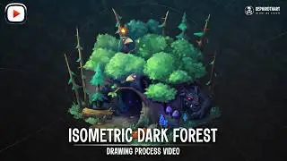 ISOMETRIC DARK FOREST in Photoshop! Digital Drawing Process ● SephirothArt