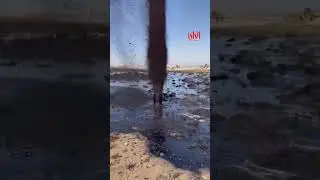 Kuwait Oil Company pipe spews oil on the ground following a leak. #kuwait