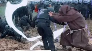 Epic mud wizard casts a spell