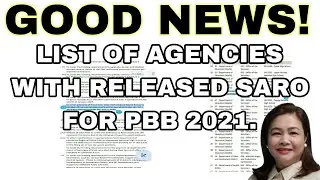 Good news! List of Agencies with released SARO for PBB 2021.