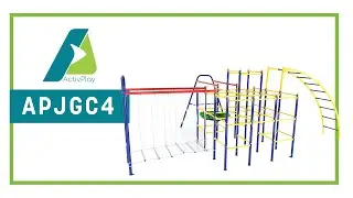 ActivPlay Modular Jungle Gym, Arched Ladder Climber, Hanging Bridge, and Saucer Swing Kit