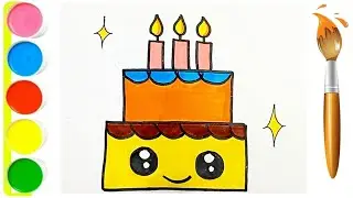 Easy Drawing of Birthday Cake | How To Draw Cute Cake Drawing |  Cake Drawing for Kids | #cake #draw
