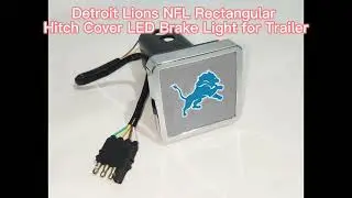 Detroit Lions NFL Rectangular Hitch Cover LED Brake Light for Trailer