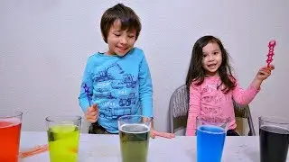 Colored Water Bubbles Experiment and Colors for Kids