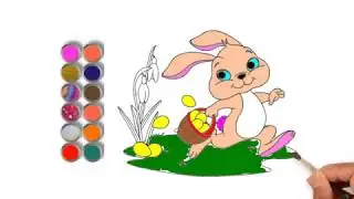 Drawing for kids - How to draw easter bunny - easter bunny coloring pages for kids