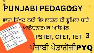 PUNJABI PEDAGOGY #Part 3# ਭਾਸ਼ਾ ਸਿੱਖਣ ਲਈ ਵਿਆਕਰਨ ਦੀ ਭੂਮਿਕਾ ਬਾਰੇ ਆੋਚਨਾਤਮਿਕ ਅਧਿਐਨ #pstet#ctet#PYQ#