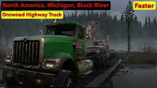 Black River - Drowned Highway Truck - SnowRunner Play Through Part 8 (x2 Speed)