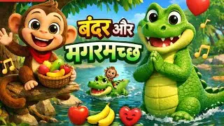 Monkey and Crocodile | Funny Kids Song in Hindi | Moral Story Song | BTTVKids