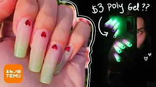 Temu poly gel test | Trying glow-in-the-dark poly gel from Temu (as a beginner 😳)