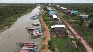 1-Flooding Village - Free Drone Shots - Cambodia