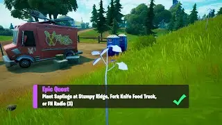 Plant Saplings at Stumpy Ridge, Fork Knife Food Truck, or FN Radio (3) - Fortnite Week 6 Epic Quest