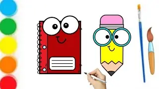 How to Draw Cute Notebook & Pencil | Easy Kawaii Drawing for Kids