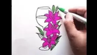 Flower ke Sath Glass Drawing 🌸🥛 | Easy & Beautiful Drawing #ArtVideo#DrawingShorts