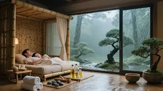Soft Rain Outside the Bedroom with Piano for Calm and Intimate Rest