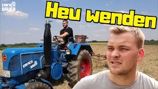 Der Lehrling will Heu wenden