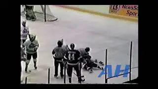 AHL Dec. 12, 1990 Bob Corkum,ROC v Alan Kerr,CD Rochester Americans Capital District Islanders