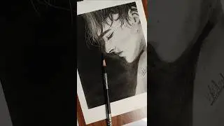 single side of boy realistic charcoal sketch drawing step by step|shorts|viralshorts [ASMR].
