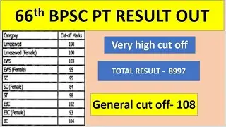 66th BPSC PT Cut off released by BPSC।। BPSC RESULT OUT