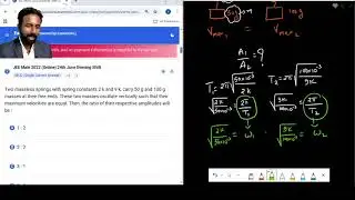 JEE MAIN PYQ 32 find ratio of amplitude of 2 spring block systems whose max speed are same