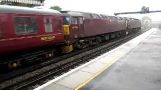Class 47's hauling a Cross Country Service departs Basingstoke 5/10/09 (We All Wish!)