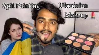 ASMR - Fast & Aggressive Spit Painting Your Relaxing Ukrainian Makeup 🇺🇦💄
