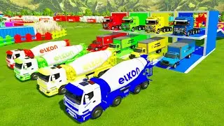 Garage With Color - COLORFUL RESCUE TRUCK, ELKON MIXER TRUCK TRANSPORTING TO COLORFUL GARAGE - FS22