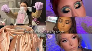 Packing orders & Prom makeup clients  vlog 💕 | Houston Makeup Artist