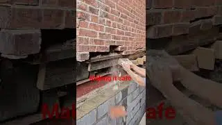 Brick wall needs demo and rebuilt. emergency repair. #construction #brick #work #diy #repair #stone
