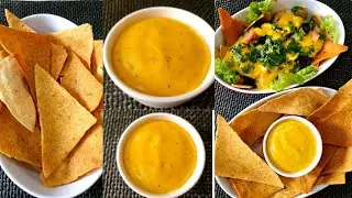 الطريقة الاصلية لعمل الناتشوز من دقيق الذرة مع صوص الجبنة وسلطة الناتشوز Nachos chips , cheese sauce