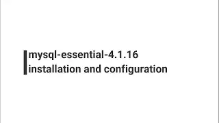 mysql installation and configuration